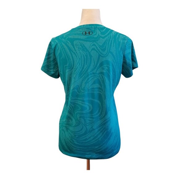UNDER ARMOUR SZ S Teal Green Short-sleeve V-neck Athletic T-shirt Top - Picture 4 of 6